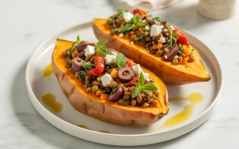 Stuffed Mediterranean Sweet Potatoes