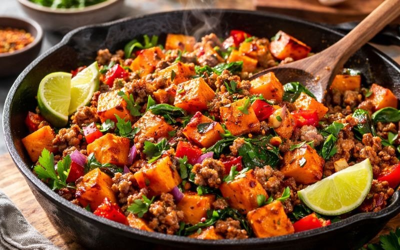 Sweet Potato & Ground Turkey Skillet